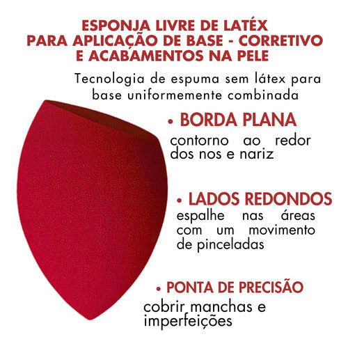 Kit 3un Base Soft Matte 24h +pó Prova D'agua +esponja Phoera