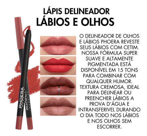 Lápis De Olhos E Boca Ultra Pigmetado Hipoalergênico Phoera