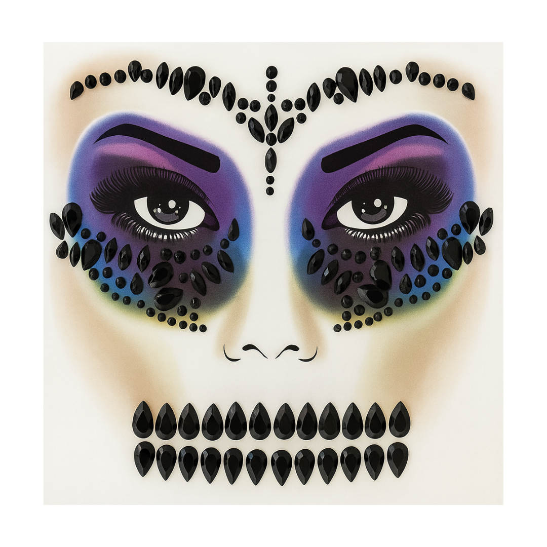Adesivo Facial Halloween Fantasia Catrina Caveira Mexicana