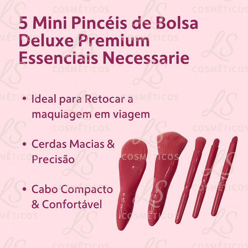 5 Mini Pincéis De Bolsa Deluxe Premium Essenciais Necessarie