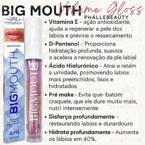 Volume Gloss Glitter Aumenta Efeito Boca Grande Big Mouth