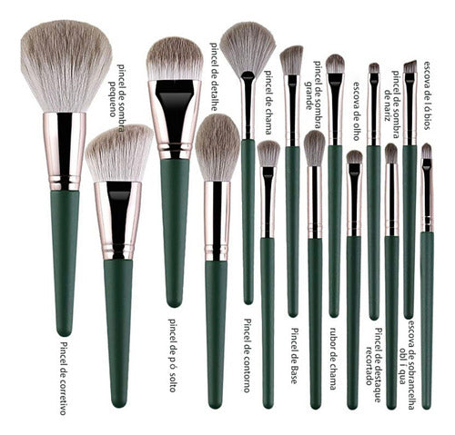 Kit 14 Pincéis Luxo Profissional Maquiagem