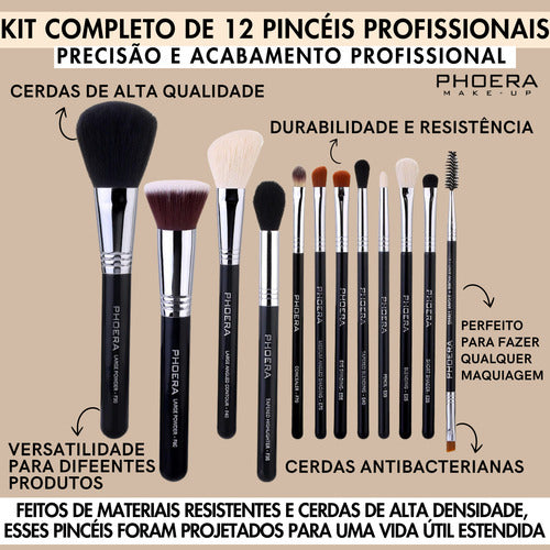 Kit 12 Pincéis Resistente Profissional + Brinde Necessarie