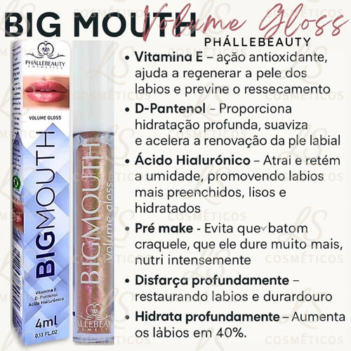 Volume Gloss Glitter Aumenta Efeito Boca Grande Big Mouth
