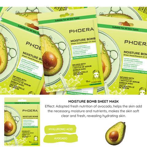 Kit 6 Máscaras Faciais Hidrogel Ingredientes Naturais Glow