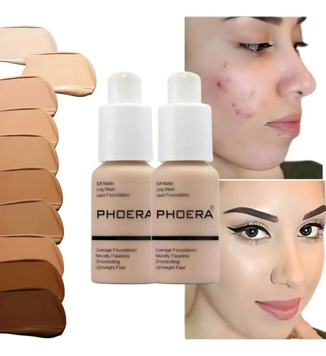 Kit 2 Bases Soft Matte Alta Cobertura Prova D'agua Phoera