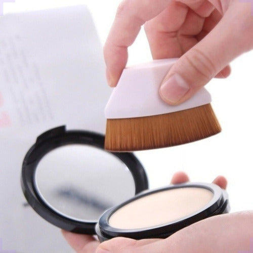 Kit 1 Pincel Maquiagem Hexagonal + Estojo Transparente Make Cor Preto