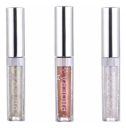 Kit 3 Sombra Líquida Glitter Glow A Prova De Água Pigmentado