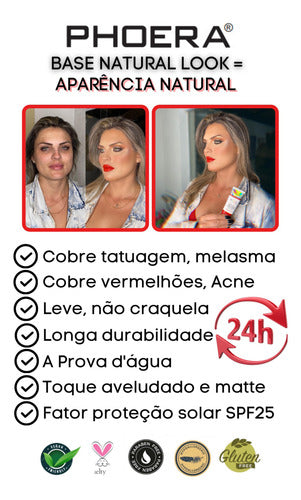 Kit Base 24h Prova D'agua Natural Look + Esponja de Brinde