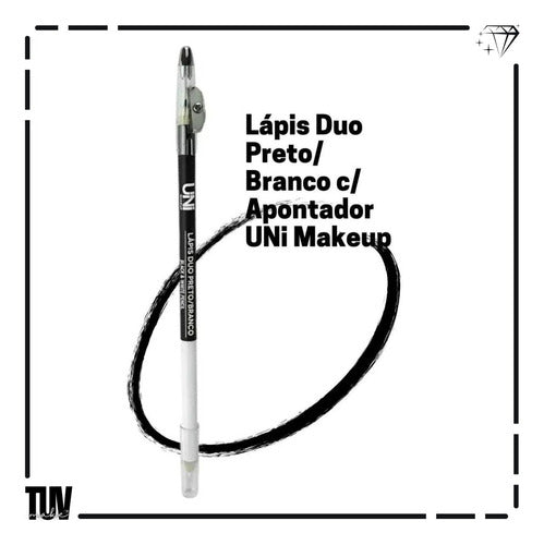 Lápis De Olho Duo Preto E Branco Com Apontador Makeup