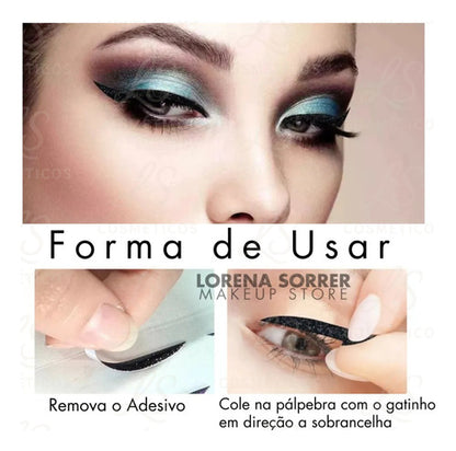 Cartela 5und Delineador Adesivo Autocolante Gatinho Prático