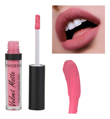 Batom Velvet Matte 24h A Prova De Água Intransferível Phoera
