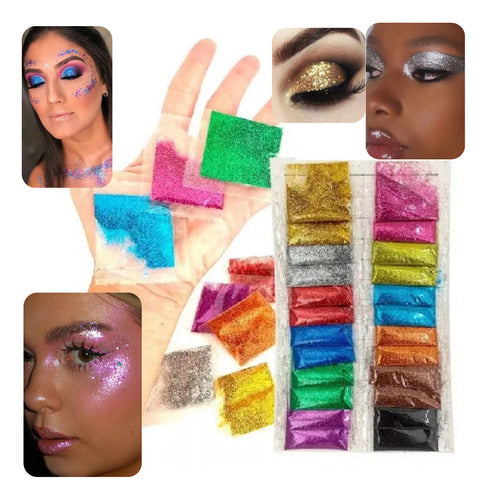 Cartela Com 24 Pacote Glitter Pó Maquiagem/unha Festas Looks