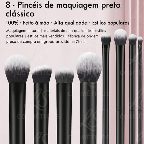 Kit De 8 Pincéis Maquiagem Profissional