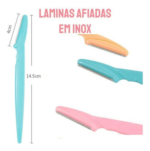 Kit 3 Navalhete Desing De Sobrancelhas E Rosto Navy