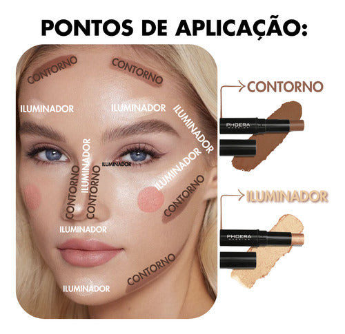 Kit Glow Contorno + Iluminador Bastão Alta Qualidade +brinde