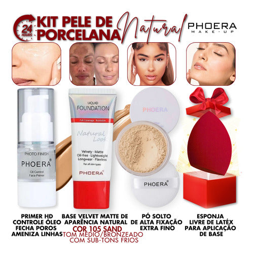 Kit 4und 24hr Prova D'água  Primer + Base Matte + Pó +brinde