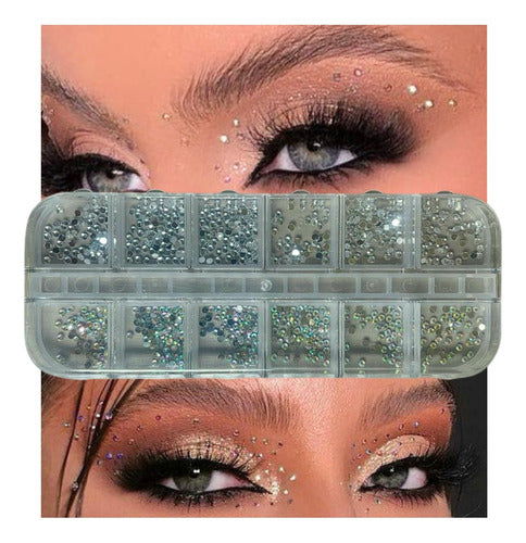 Caixa 12und Pedraria Strass Para Maquiagem Make Unhas Looks