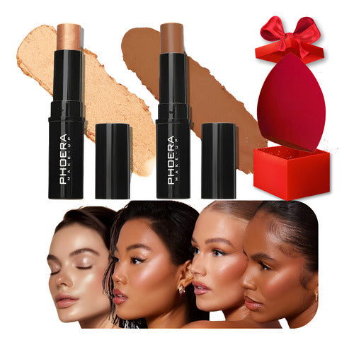 Kit Glow Contorno + Iluminador Bastão Alta Qualidade +brinde