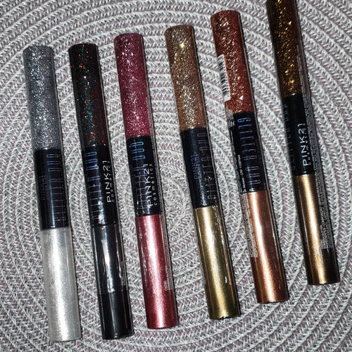 Kit Com 6 Delineador Duo Metálico Com Glitter Shine Pink 21
