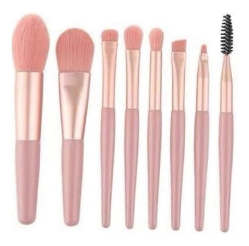 Kit 8 Pincéis De Maquiagem Com Case Transparente