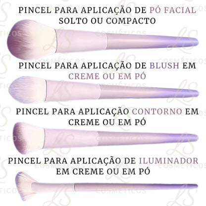 Kit 10 Pincéis Maquiagem Profissional Cerdas Macias