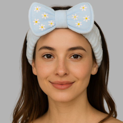 Faixa Tiara Nuvem Atoalhada Para Maquiagem E Skin Care