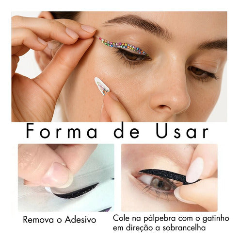 Delineador Adesivo Autocolante De Strass Make Festa Sortido