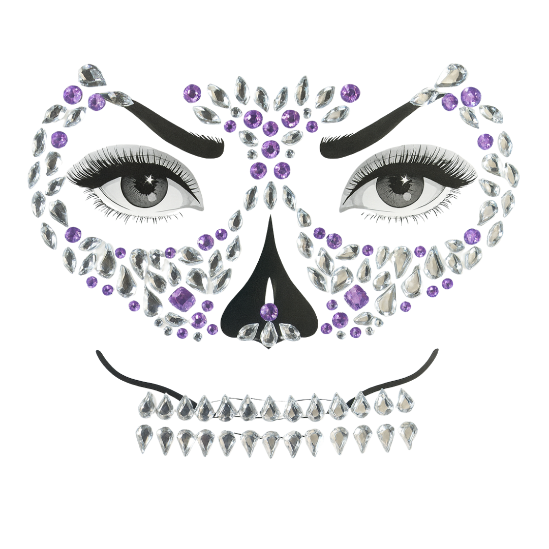 Adesivo Facial Halloween Fantasia Catrina Caveira Mexicana