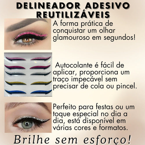 Kit 10und Make Maquiagem Delineador Cola + Clios Postiços