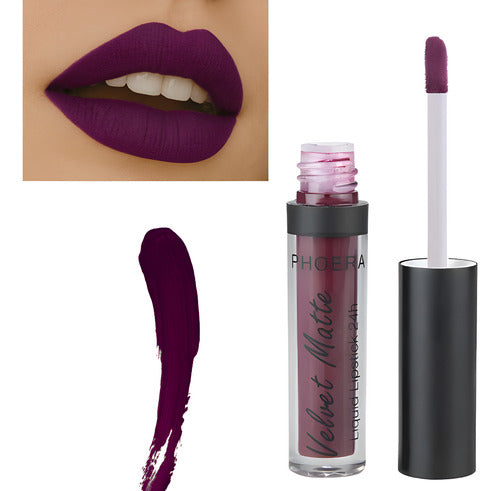 Batom Velvet Matte 24h A Prova De Água Intransferível Phoera