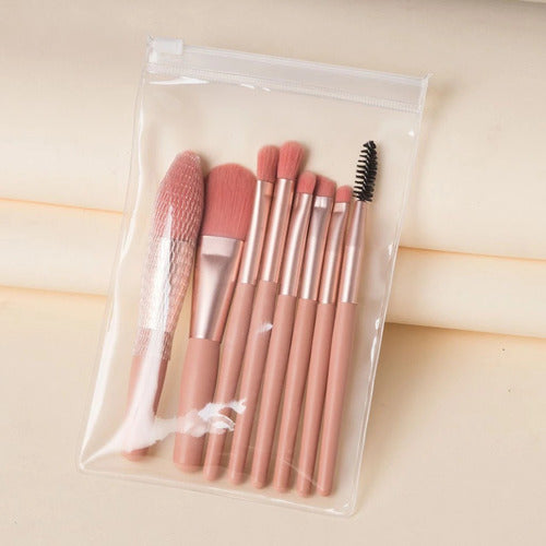 Kit 8 Pincéis De Maquiagem Com Case Transparente