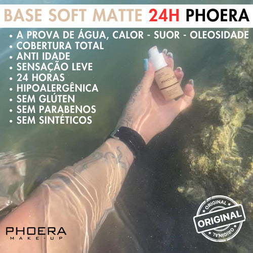 Kit Maquiagem 3un Base Corretivo Prova Dagua Phoera + Brinde
