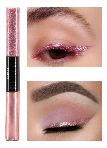 Delineador Duo 2 Em 1 Metálico E Glitter - Alta Resistência