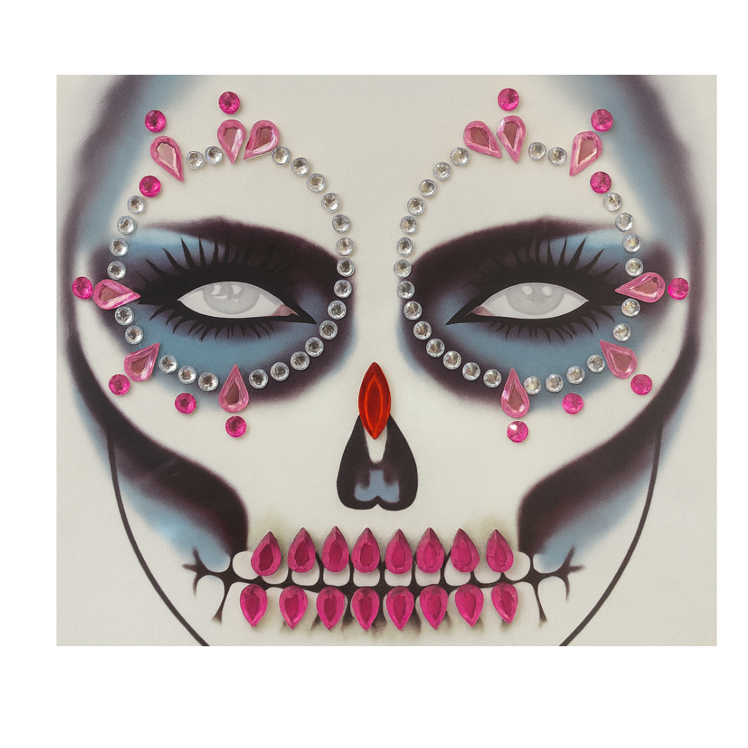 Adesivo Facial Halloween Fantasia Catrina Caveira Mexicana