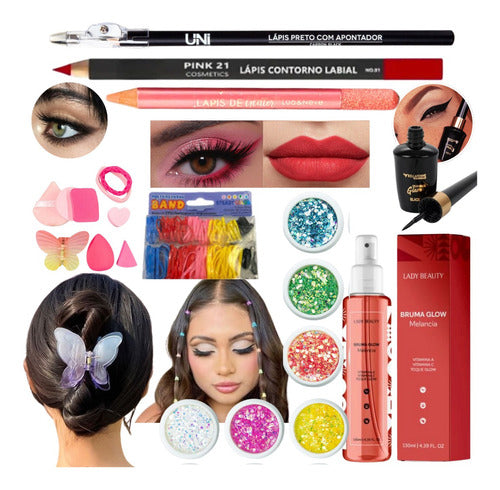 Kit 21und Maquiagem Fixador Brilho P Festas/carnaval +brinde
