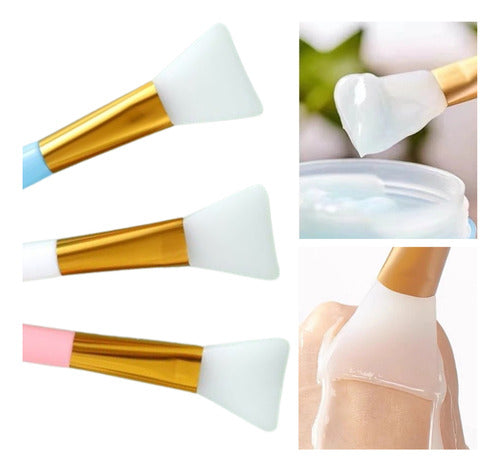 Kit 3 Pincéis Silicone Espatulas Skincare Máscara Creme