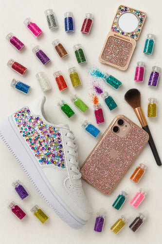 48 Frascos Decoração Unhas Pérola Lantejoula Strass Glitter