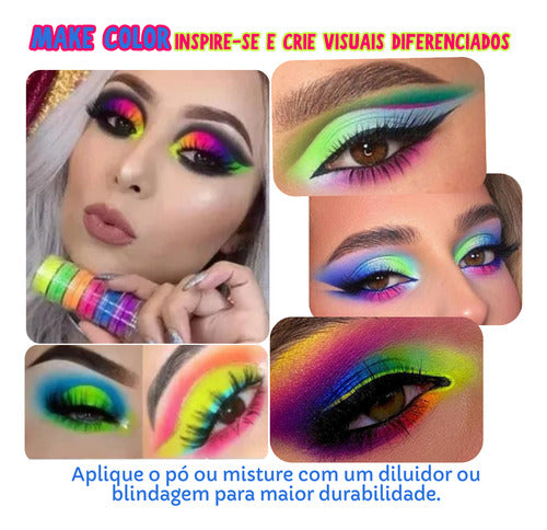 Kit Torre Neon Sombra + Iluminador Pó De Fada Glitter Shine