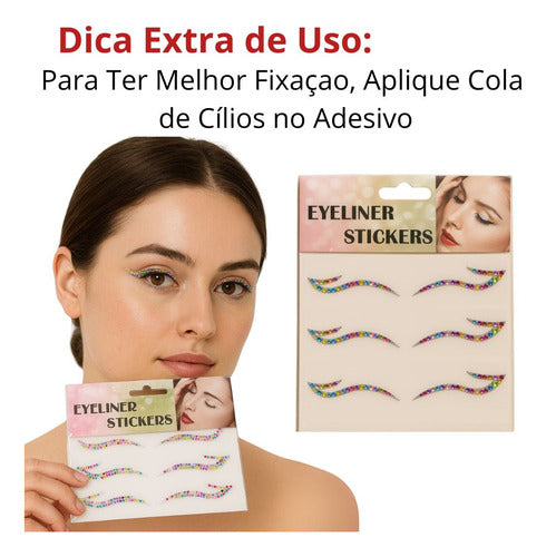 Delineador Adesivo Autocolante De Strass Make Festa Sortido