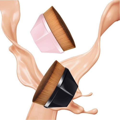 Kit 2 Pincel Mágico Hexagonal Base Maquiagem Tiktok Brush Cor Preto E Ros