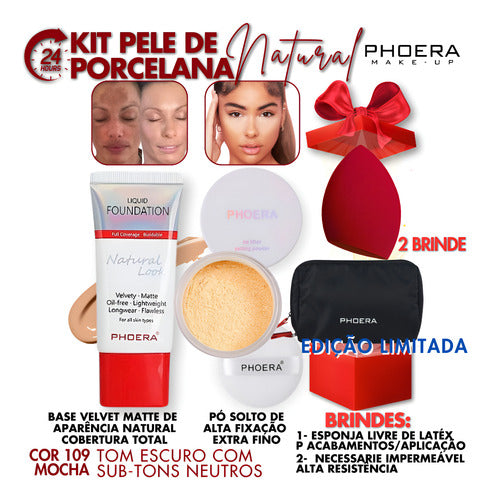 Kit 4und Compre Base Matte +pó 24h Prova D'água Leve 2brinde