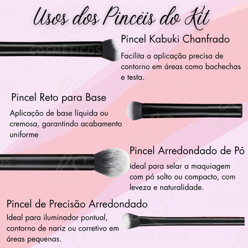 Kit De 8 Pincéis Maquiagem Profissional
