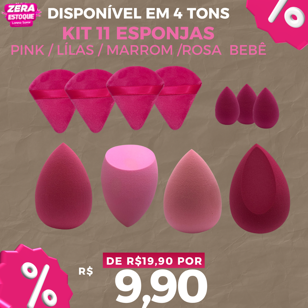 Kit 11 Esponjas De Maquiagem Profissional Textura Premium